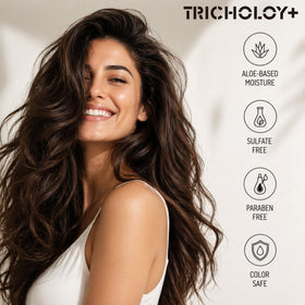 Tricholoy+ Thickening Conditioner smooths cuticle for easy styling.
