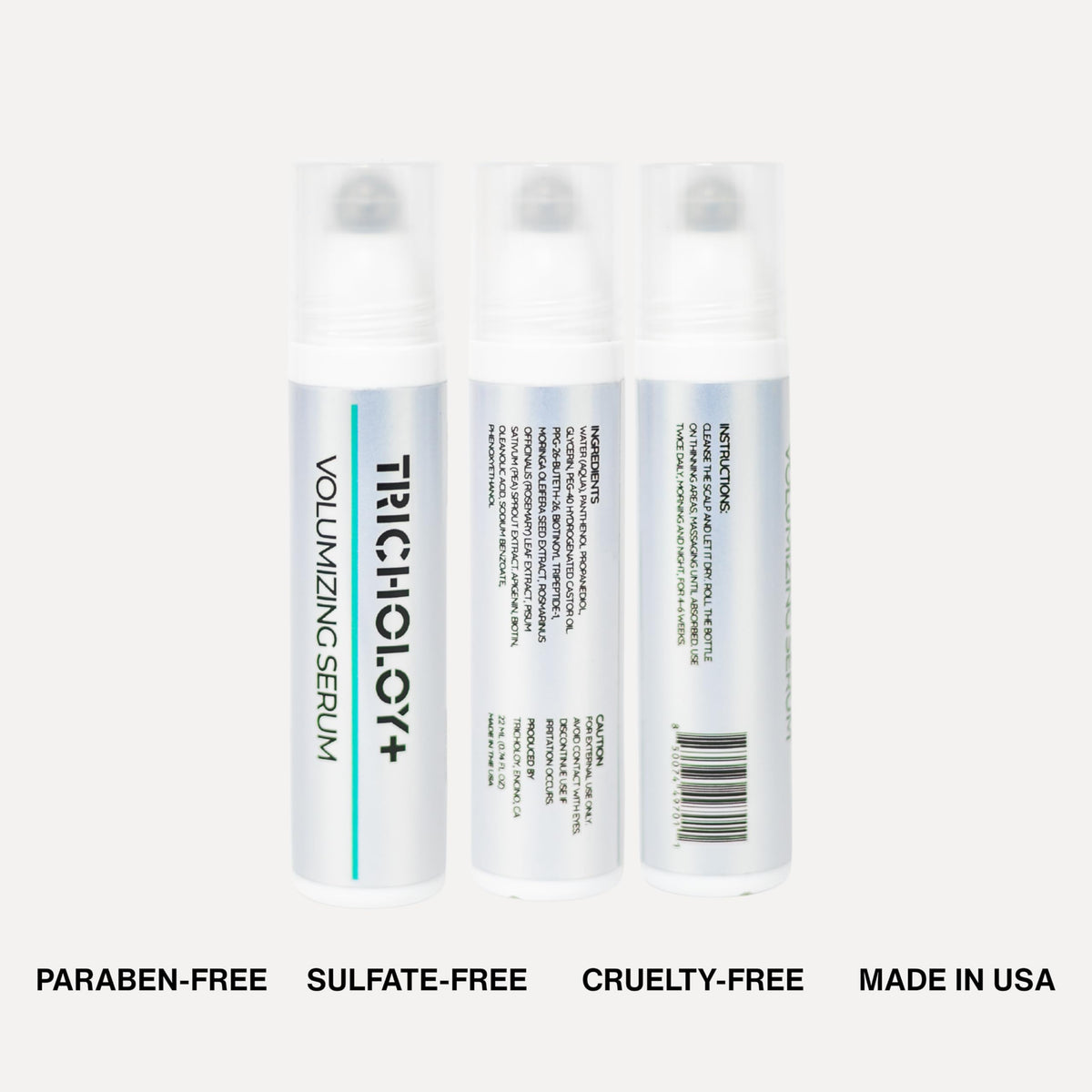 Tricholoy+ compact roll-on bottle shown for on-the-go daily use.