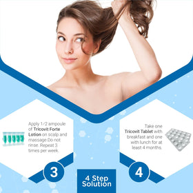 Tricovit Forte scalp close-up suggests healthier follicle environment.