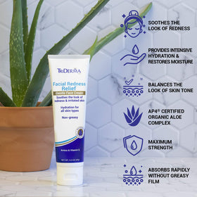 Illustration of allantoin, arnica, and vitamins supporting irritated skin