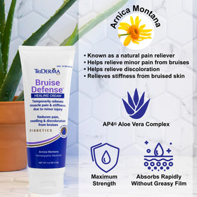TriDerma Bruise Defense cream dispenser—non-greasy formula supports bruises and slow-healing skin