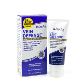 TriDerma Vein Defense cream jar close-up shows premium texture for healthier-looking skin