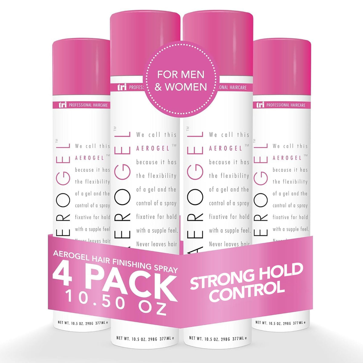 TRIDESIGN Aerogel Hairspray bottle front showing strong, flexible hold.