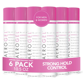 TRIDESIGN Aerogel hairspray bottle shows strong hold with touchable finish.