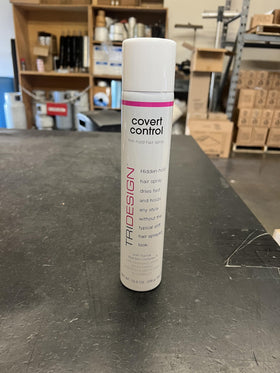 TRIDESIGN Covert Control hairspray in action for flexible hold.