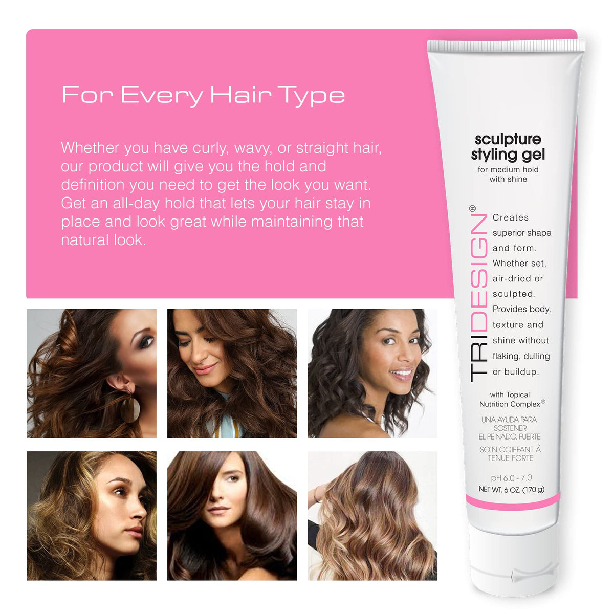 TRIDESIGN Sculpture Gel curl definition shot for defined waves.