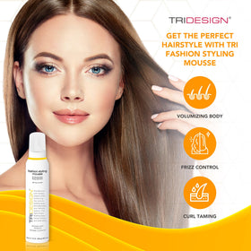 TRIDESIGN TRI Fashion Mousse adds subtle shine for a polished finish