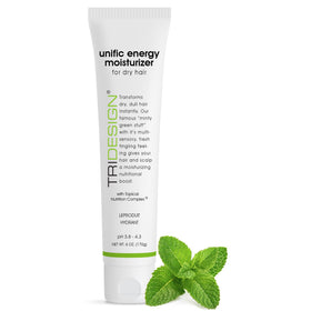 TRIDESIGN Unific Energy bottle front view for curls and frizz control.
