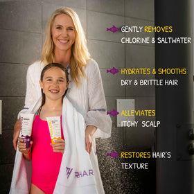 TRIHARD Kids Chlorine Defense Conditioner bottle highlighted for post-swim hydration and detangling