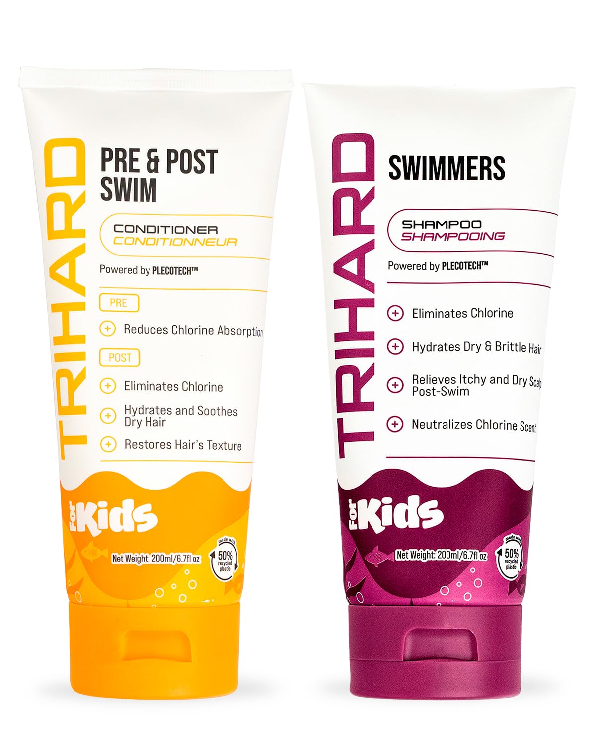 TRIHARD Kids Chlorine Defense Shampoo bottle shown for pre-swim protection and gentle cleansing