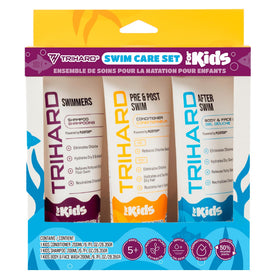 TRIHARD Kids pre-swim hair protection keeps hair hydrated before water time.