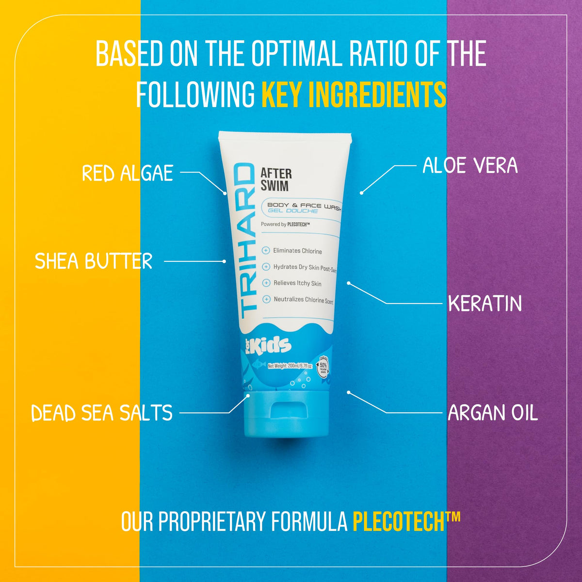 TRIHARD Kids Swim Wash lathering hands highlights refreshing hydration after chlorine exposure