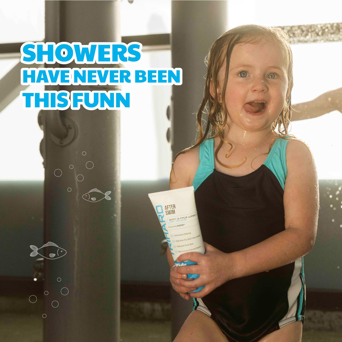 TRIHARD Kids Swim Wash soft-skin closeup emphasizes hydrating formula