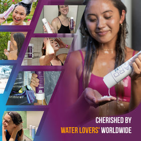 TRIHARD swim care kit image showcases pre- and post-swim routine for swimmers.