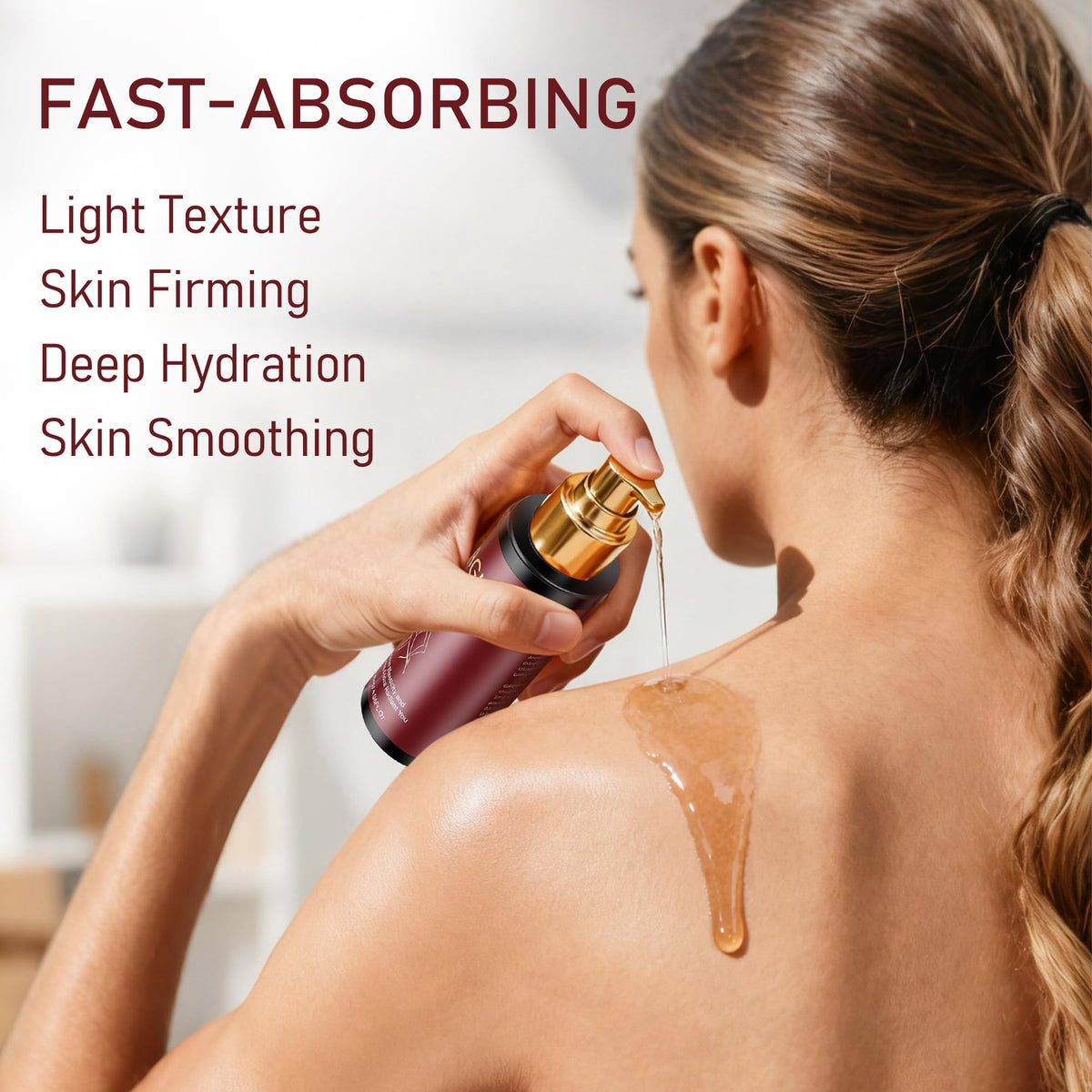 Trihood Body Firming Oil used for full-body care on arms and legs.