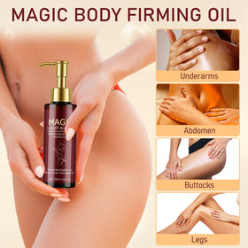 Hands applying Trihood Body Firming Oil to skin for quick absorption.