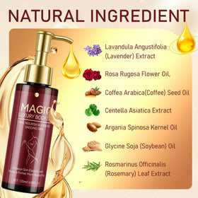 Trihood Body Firming Oil rosehip oil ingredient close-up, highlighting hydration.