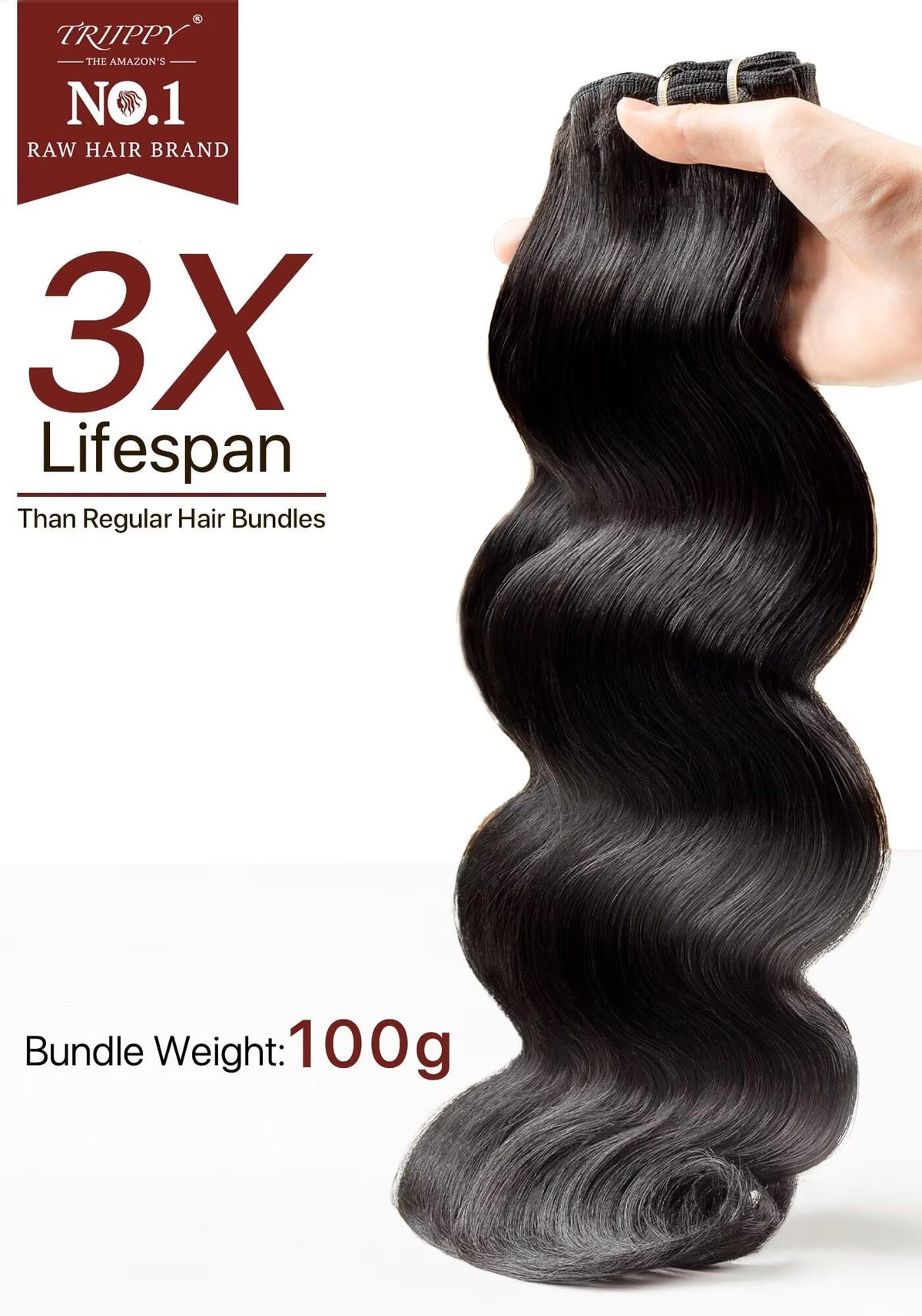 Close-up of cuticle alignment on Triippy Body Wave bundles reduces tangling.