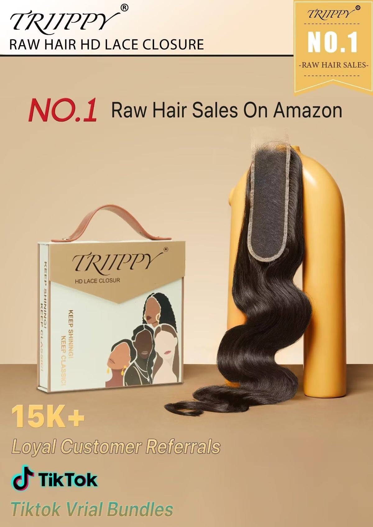 Triippy body-wave texture close-up highlights natural movement and volume.
