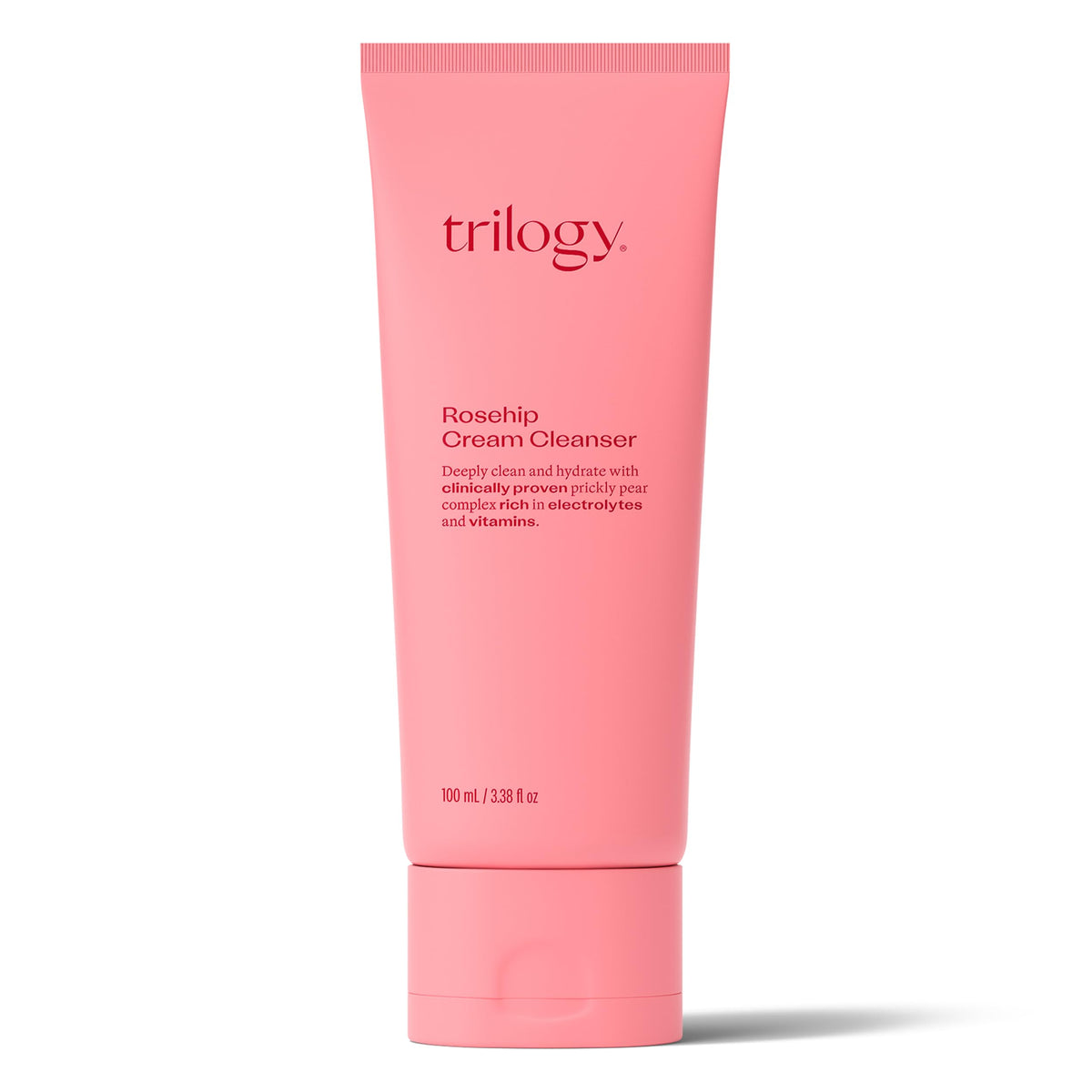 Trilogy Rosehip Cream Cleanser bottle; gentle cleansing and hydration for all skin types.