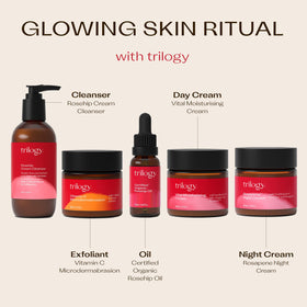 Trilogy Rosehip Oil packaging USDA-certified label signals organic quality.