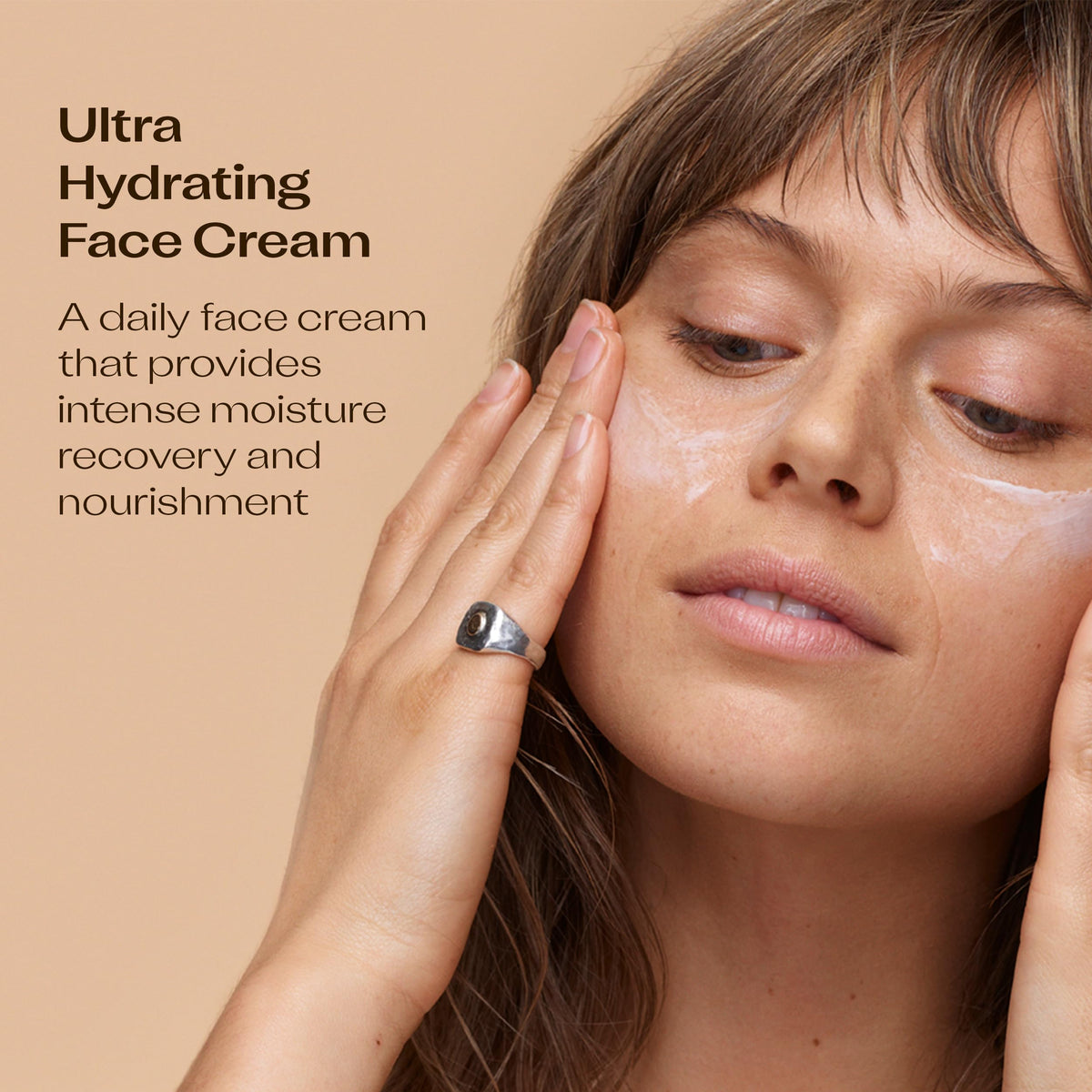 Trilogy Ultra Hydrating Face Cream texture close-up showing creamy formula for lasting comfort.