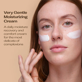 Trilogy Very Gentle Moisturising Cream texture on skin shows rich hydration without irritants