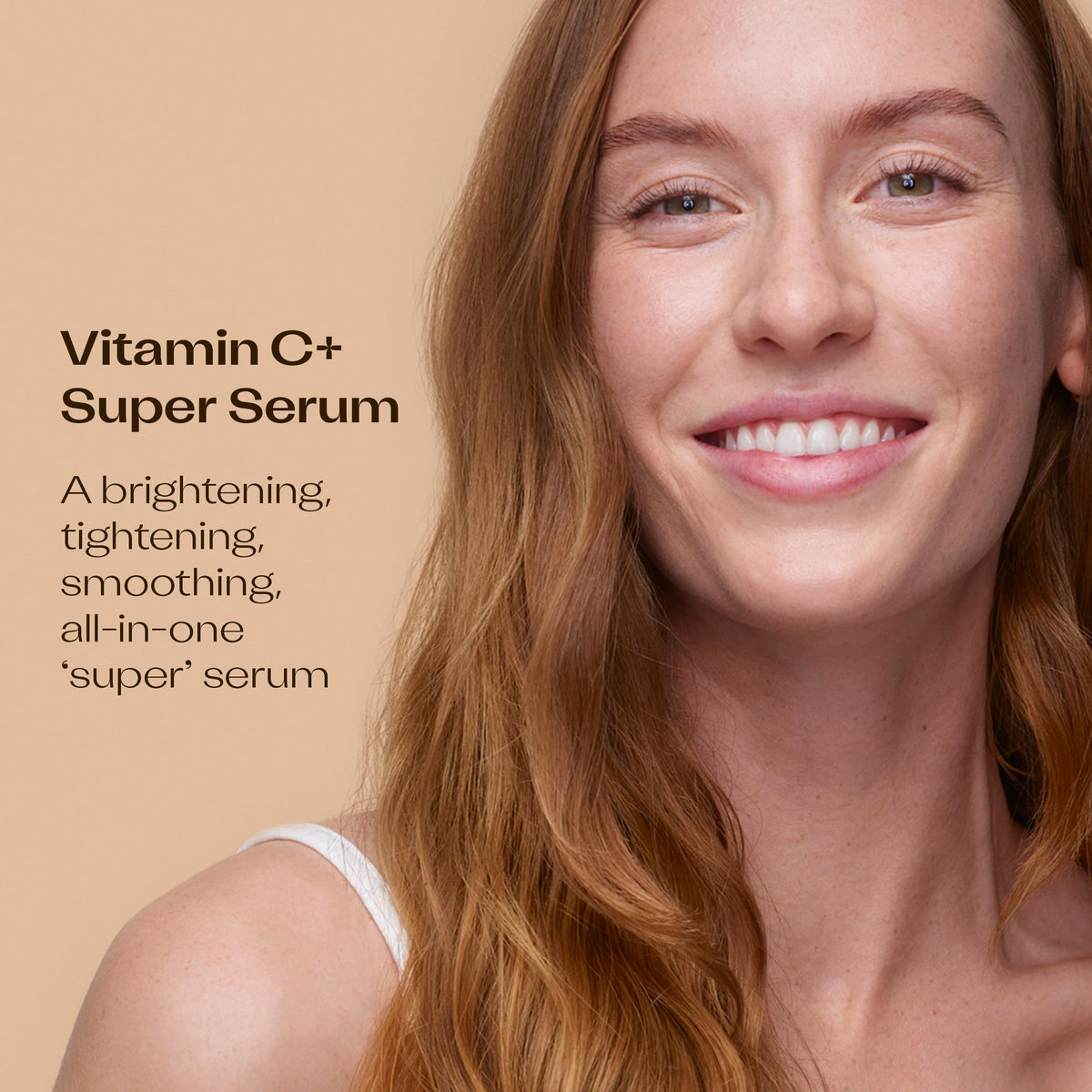 Trilogy Vitamin C+ Super Serum pump action shown for easy, precise application.