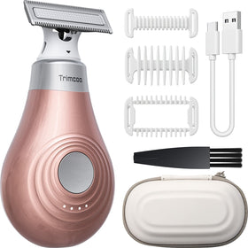 Trimcoo bikini trimmer compact size ready for travel grooming.