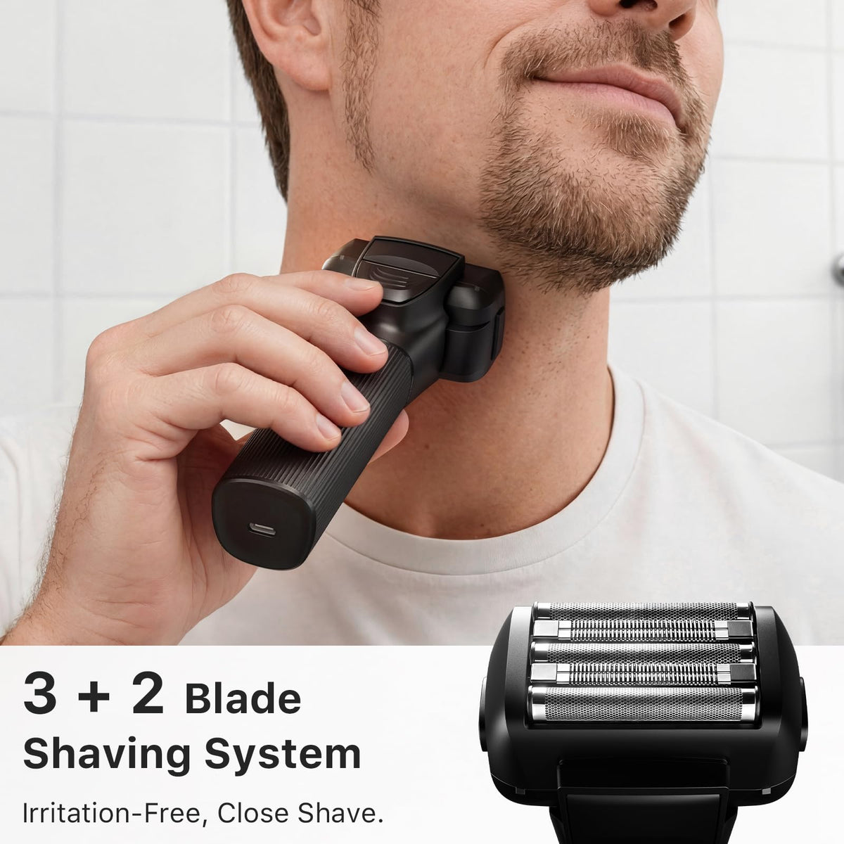 Trimcoo 5-blade foil close-up highlights precise German blades for smooth shaving