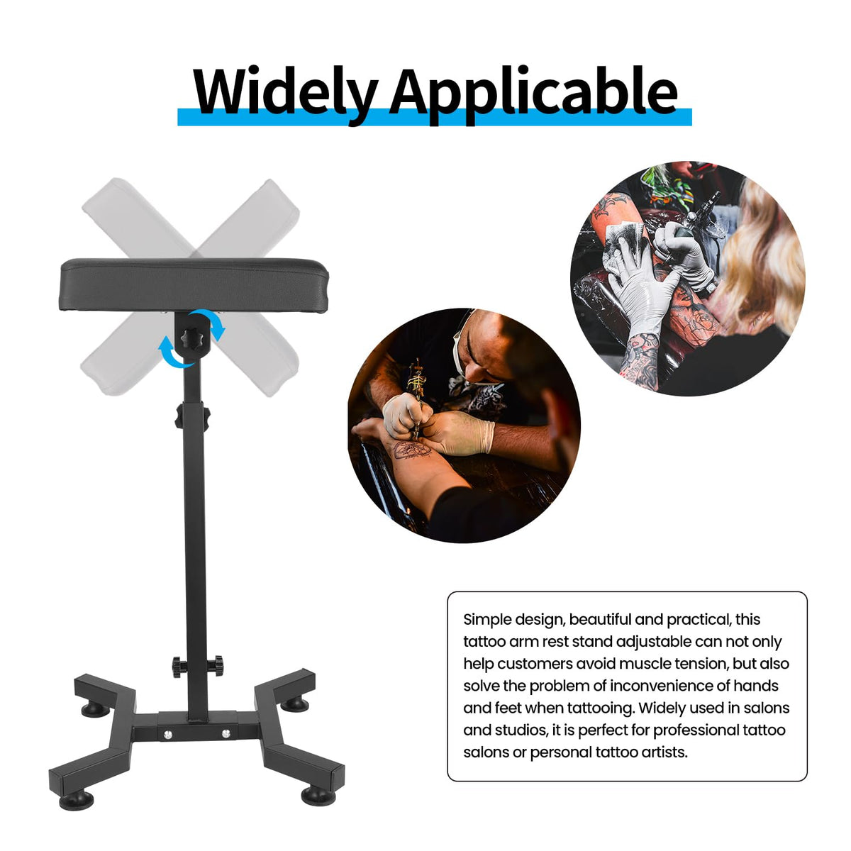 Tripartite Tattoo Armrest Stand is ideal for studios and salons.