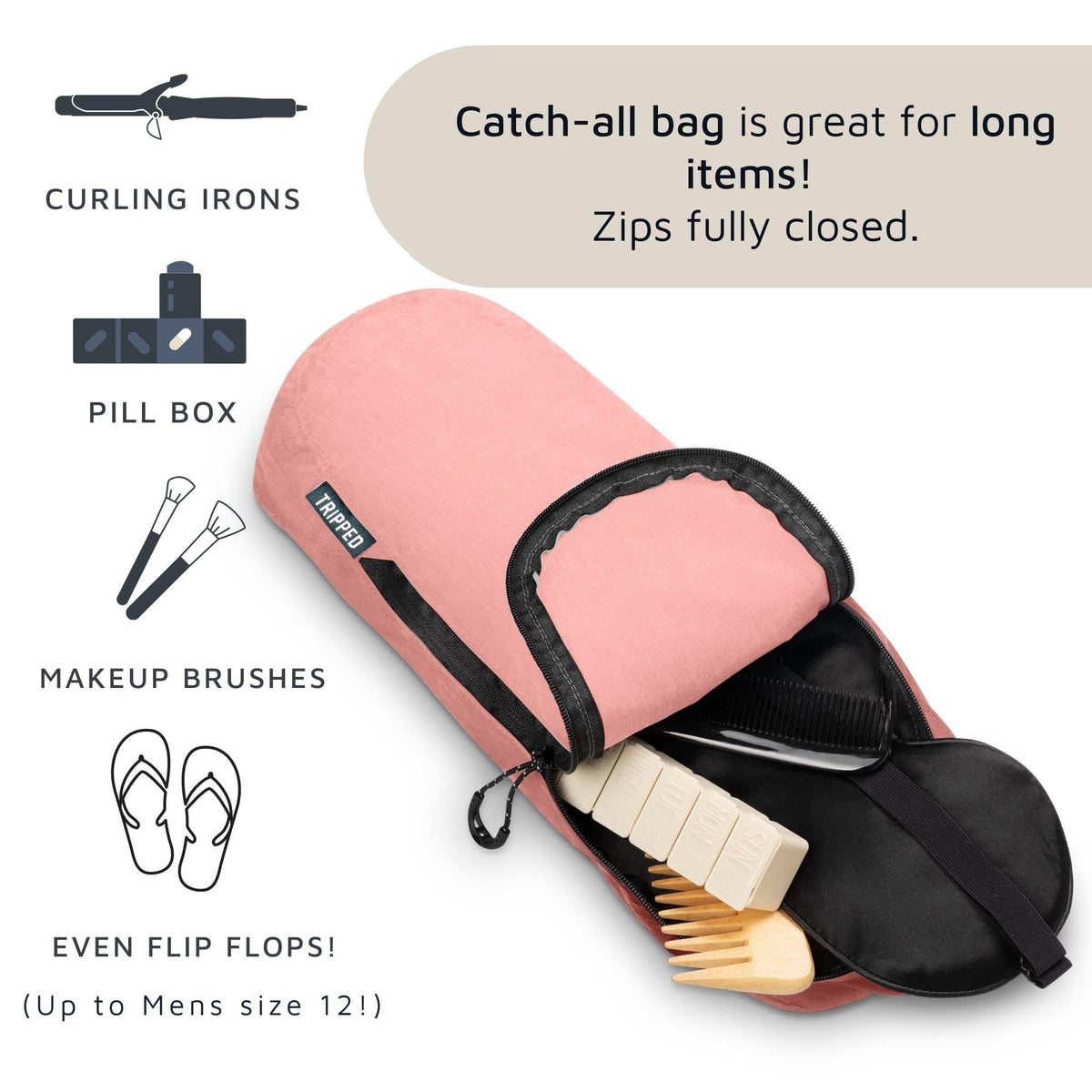 TRIPPED Dusty Rose travel kit boosts organized packing for trips