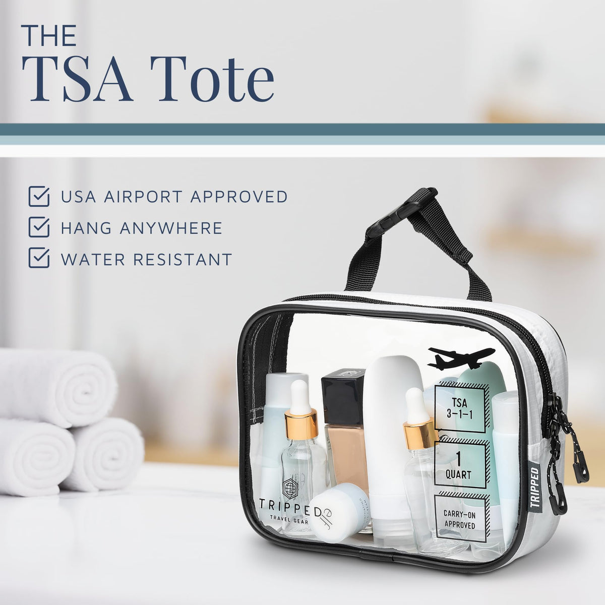 TRIPPED Mesh pockets inside offer expandable storage.