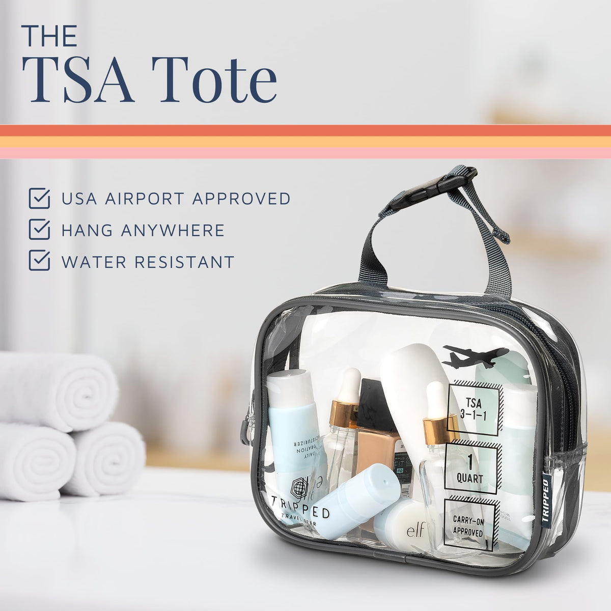 TRIPPED TSA quart liquids bag clears security screens and stays compact