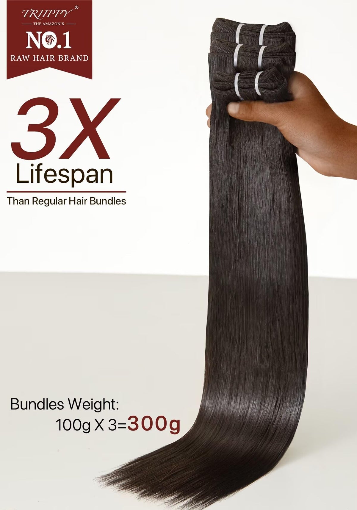 Triippy straight bundles 20-inch Cambodian hair weave for long, sleek locks.