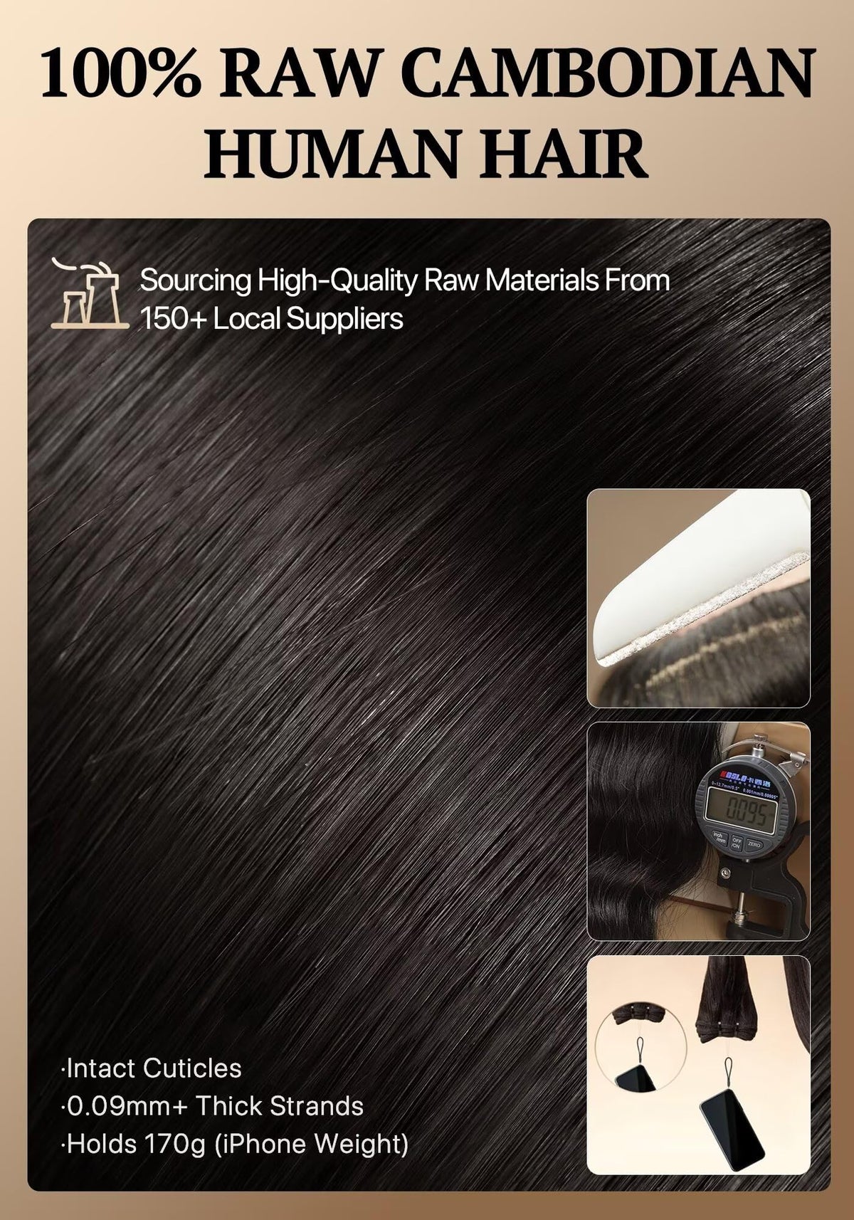 Triippy straight bundles applied by model for seamless look.