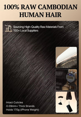 Triippy straight bundles applied by model for seamless look.