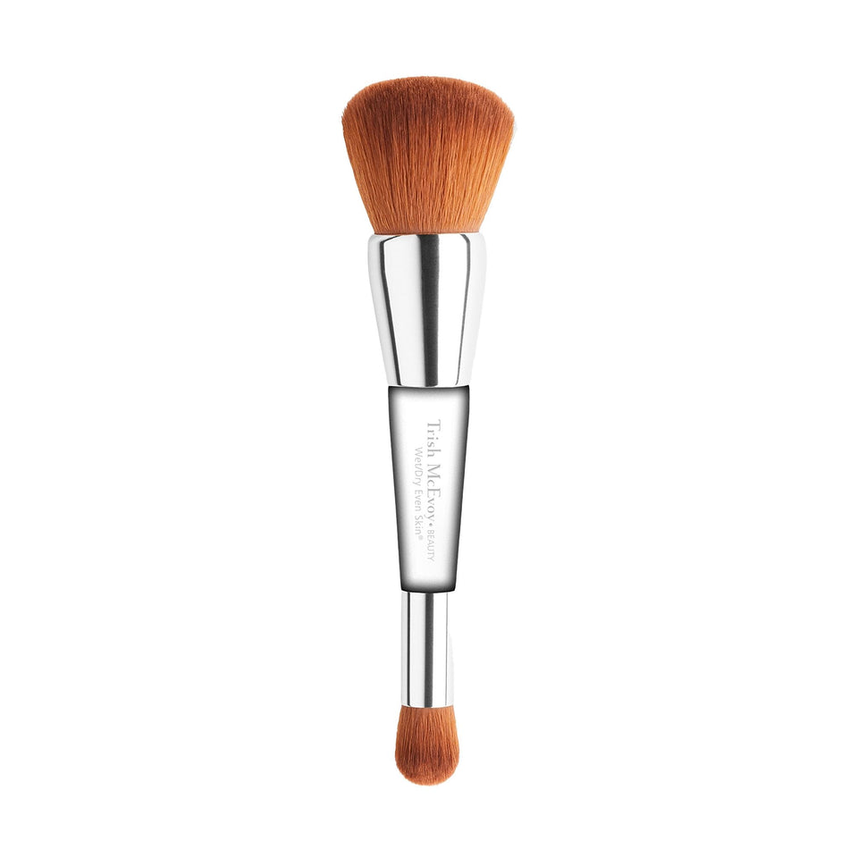 Trish McEvoy Brush 1 Even Skin full product shot highlighting dual-ended design for versatile coverage.