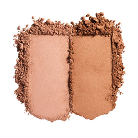 Trish McEvoy Dual Resort Bronzer Refill compact open to reveal shade options for sculpting