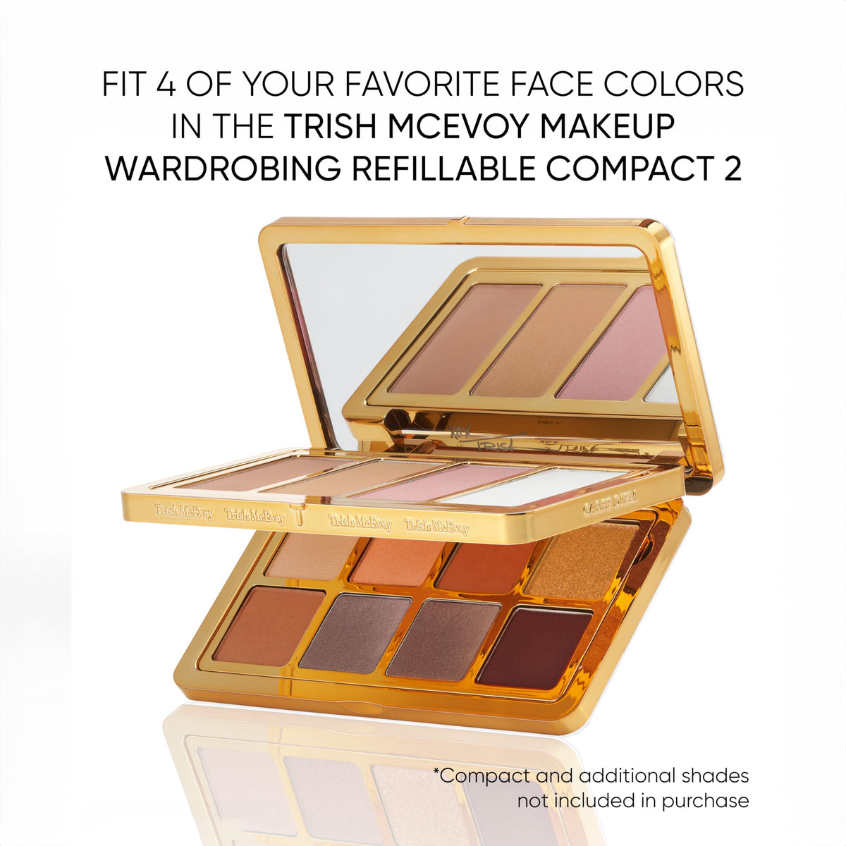 Trish McEvoy translucent finishing powder front-panel packaging enhances travel-ready setup.