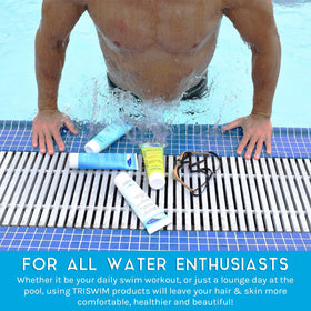 TRISWIM chlorine removal body wash bottle rinsing chlorine residue from skin