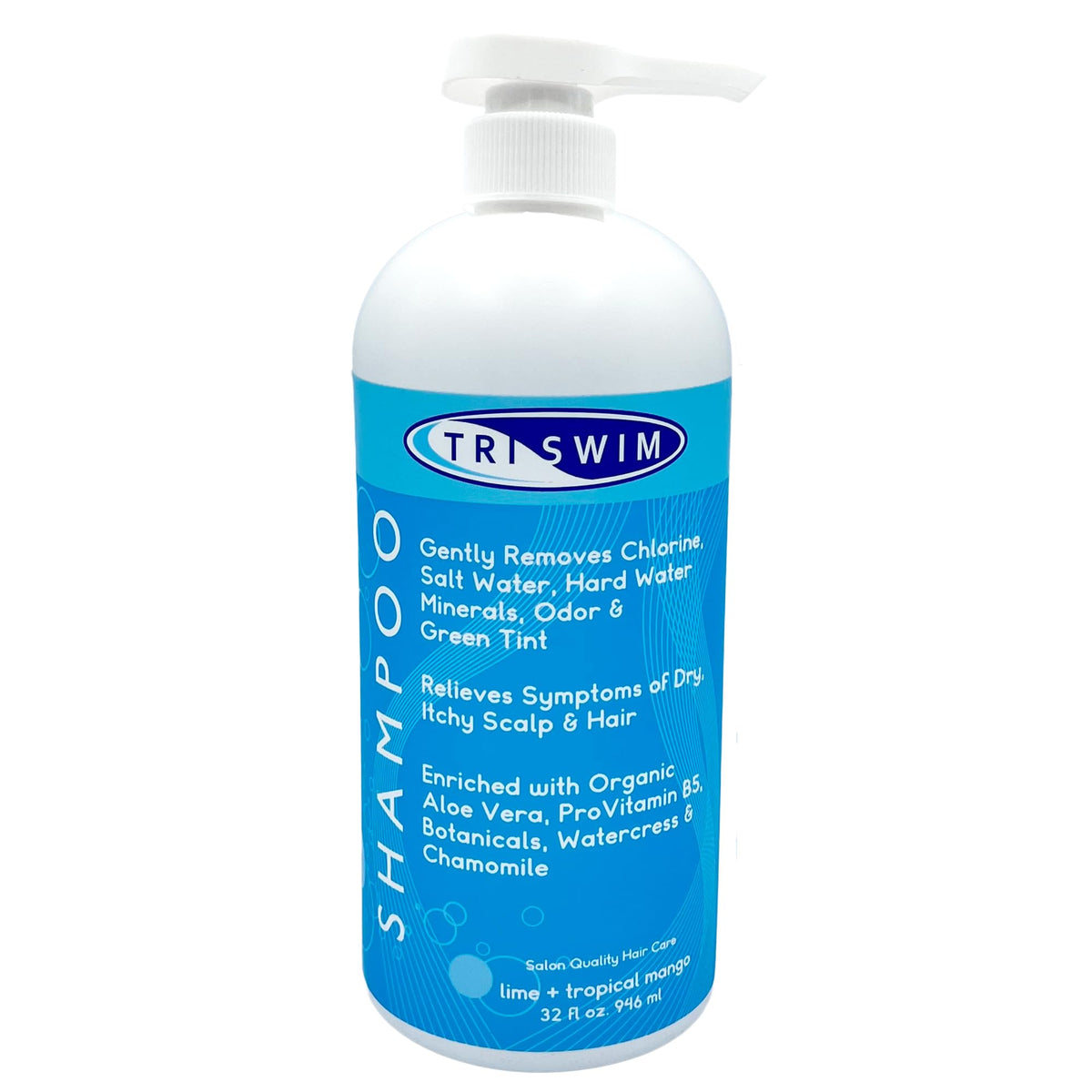 TRISWIM chlorine removal shampoo bottle pour for pool hair protection