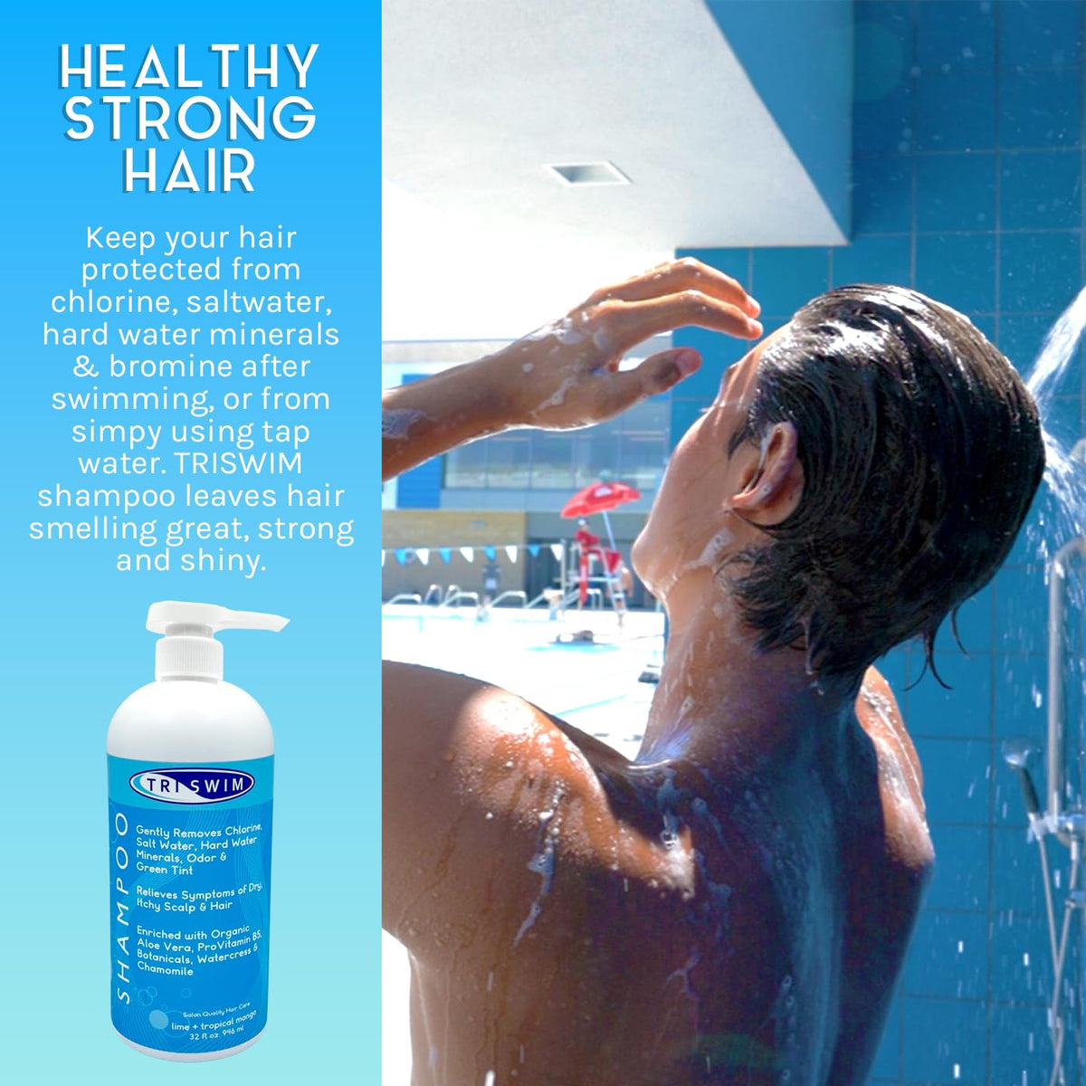 TRISWIM chlorine removal shampoo color-safe formula preserves color vibrancy