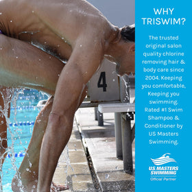 TRISWIM color-safe haircare in use, protecting color and daily vitality.