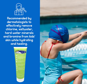 TRISWIM Kids body wash with soothing chamomile and watercress ingredients.