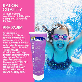 TRISWIM Kids Conditioner paraben-free label close-up on packaging