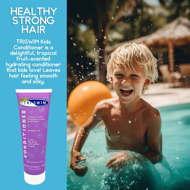 TRISWIM Kids hair after swim shows softness and shine.
