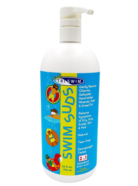TRISWIM Kids Swim Suds bottle pour, simple 2-in-1 cleanse after swimming
