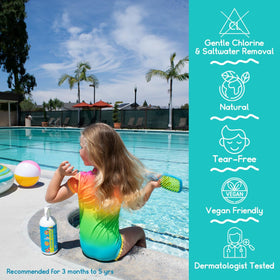 TRISWIM Kids Swim Suds green tint removal combats chlorine-stained hair