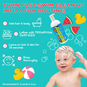 TRISWIM Kids Swim Suds moisturizes post-swim skin for gentle care
